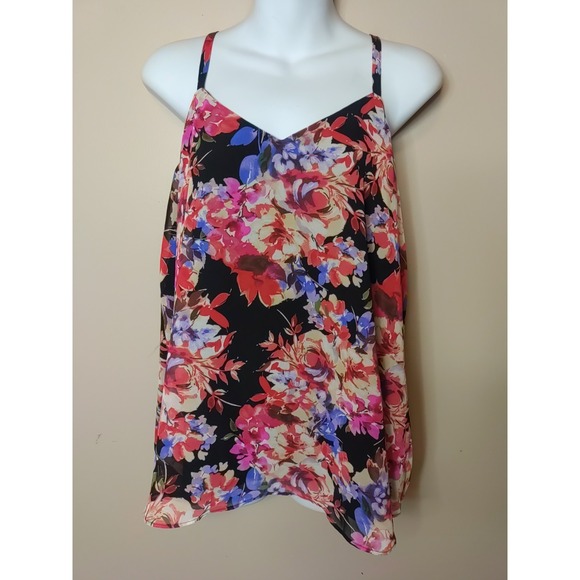 torrid Tops - Torrid Sophie Black Floral Lined Chiffon Cami Tank Top Size 00 (M/L)‎